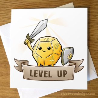 dnd dice level up birthday card